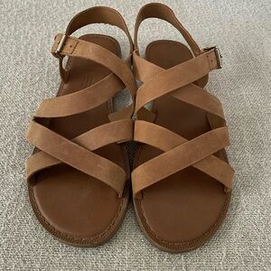 Toms Strappy Sandals in a camel colored genuine leather, size 7